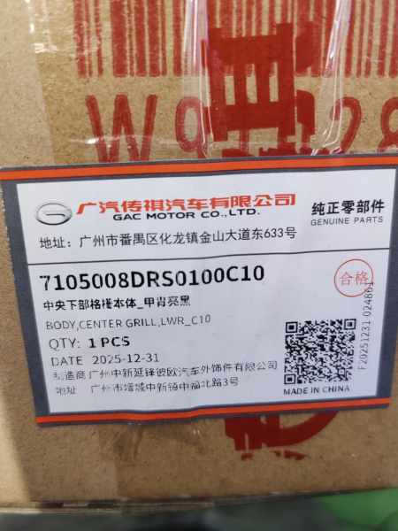 Решетка бампера переднего нижняя Gac GS8 7105008DRS0100C10