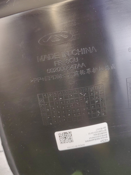 Подкрылок передний правый Chery Tiggo 7 Pro Max 602000647AA